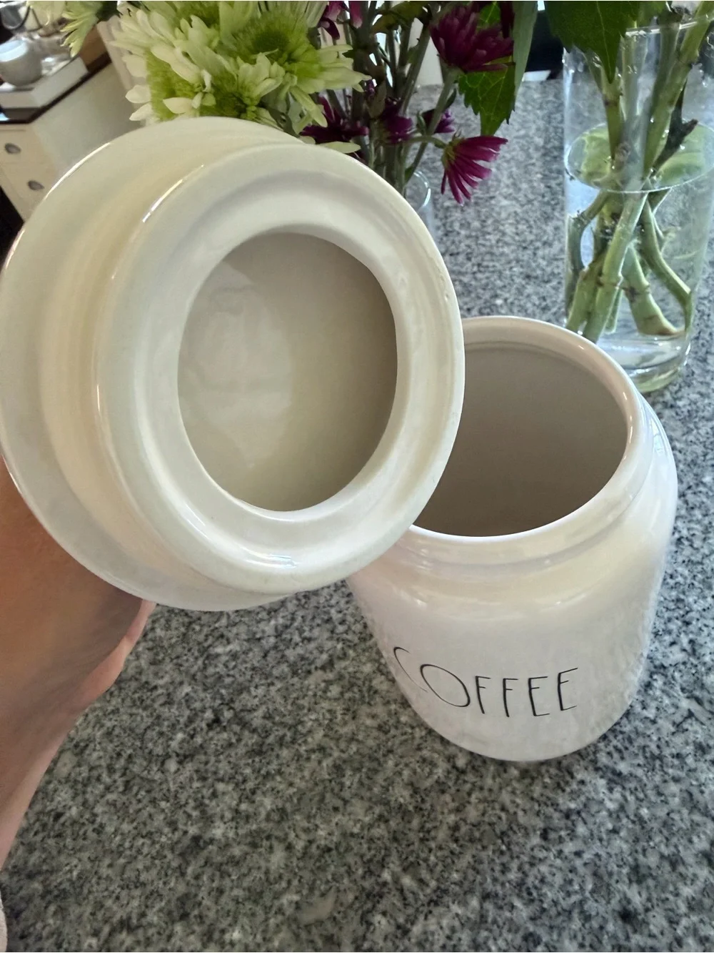 Rae Dunn OG 2020 White Ceramic large Coffee Canister with Black Lettering